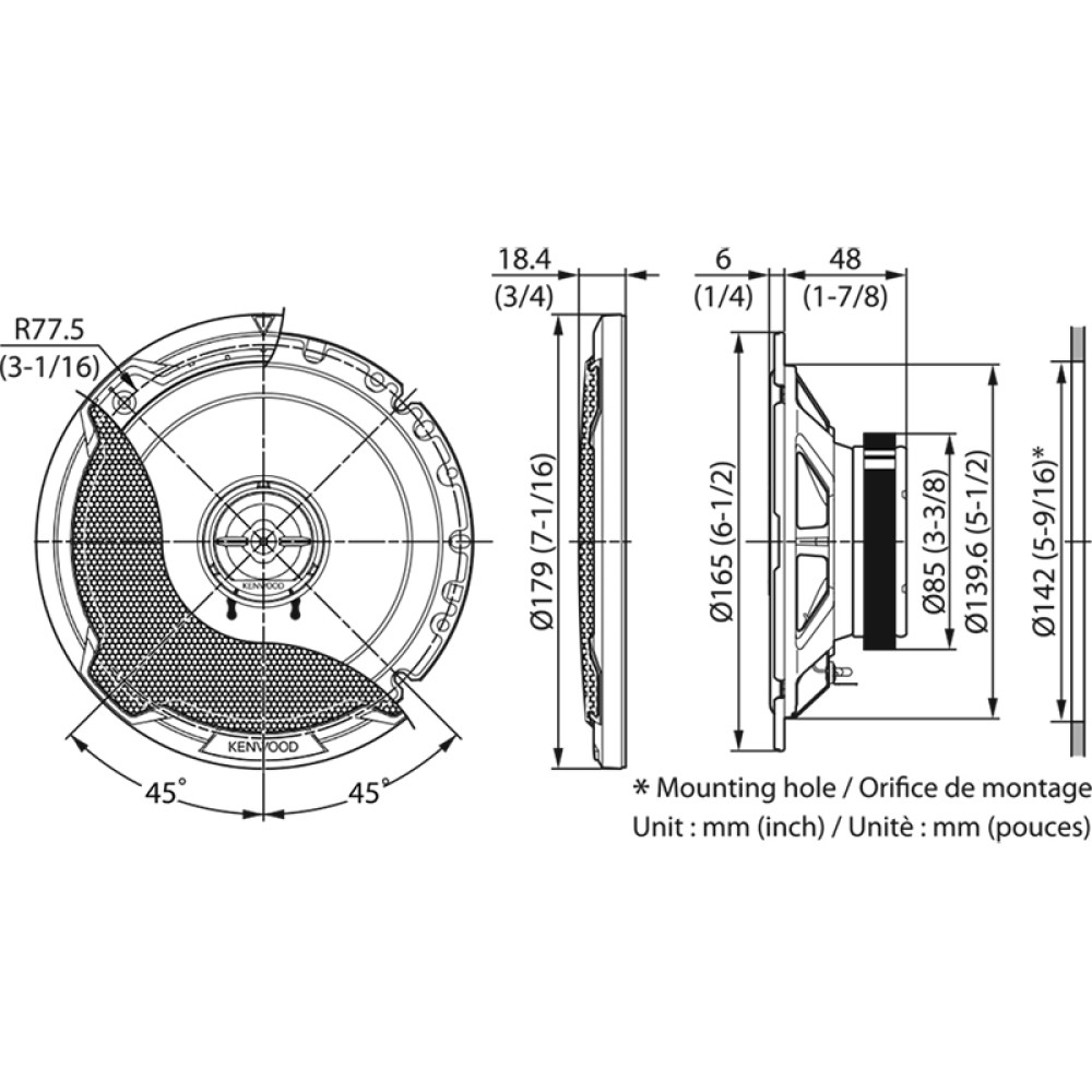 Kenwood KFC-PS1796 2-Way Car Speakers