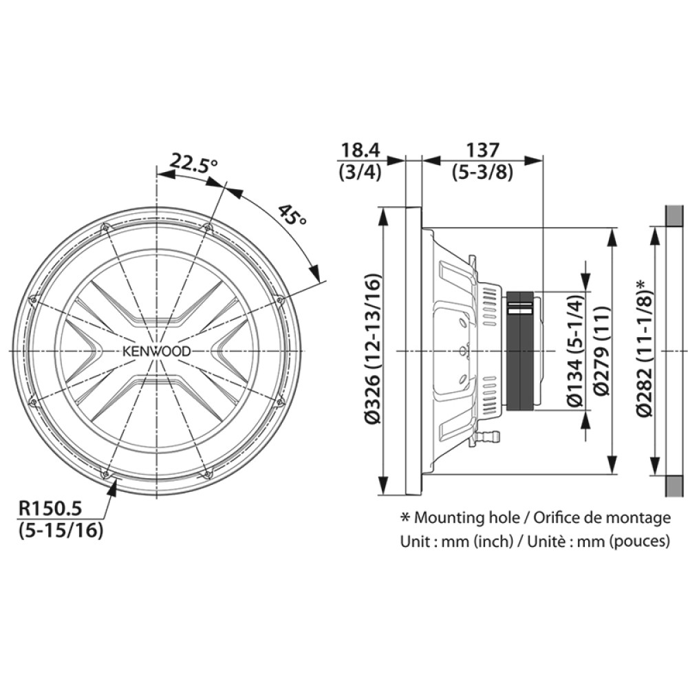 Kenwood KFC-PS3017W subwoofer