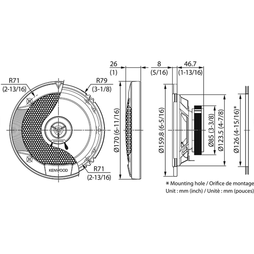 Kenwood KFC-S1676EX 2-Way Car Speakers